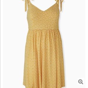 Torrid Mustard Yellow Floral Knit Dress NWOT
